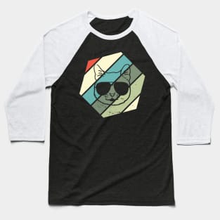 Unique Vintage Cat Face With Sunglass Baseball T-Shirt